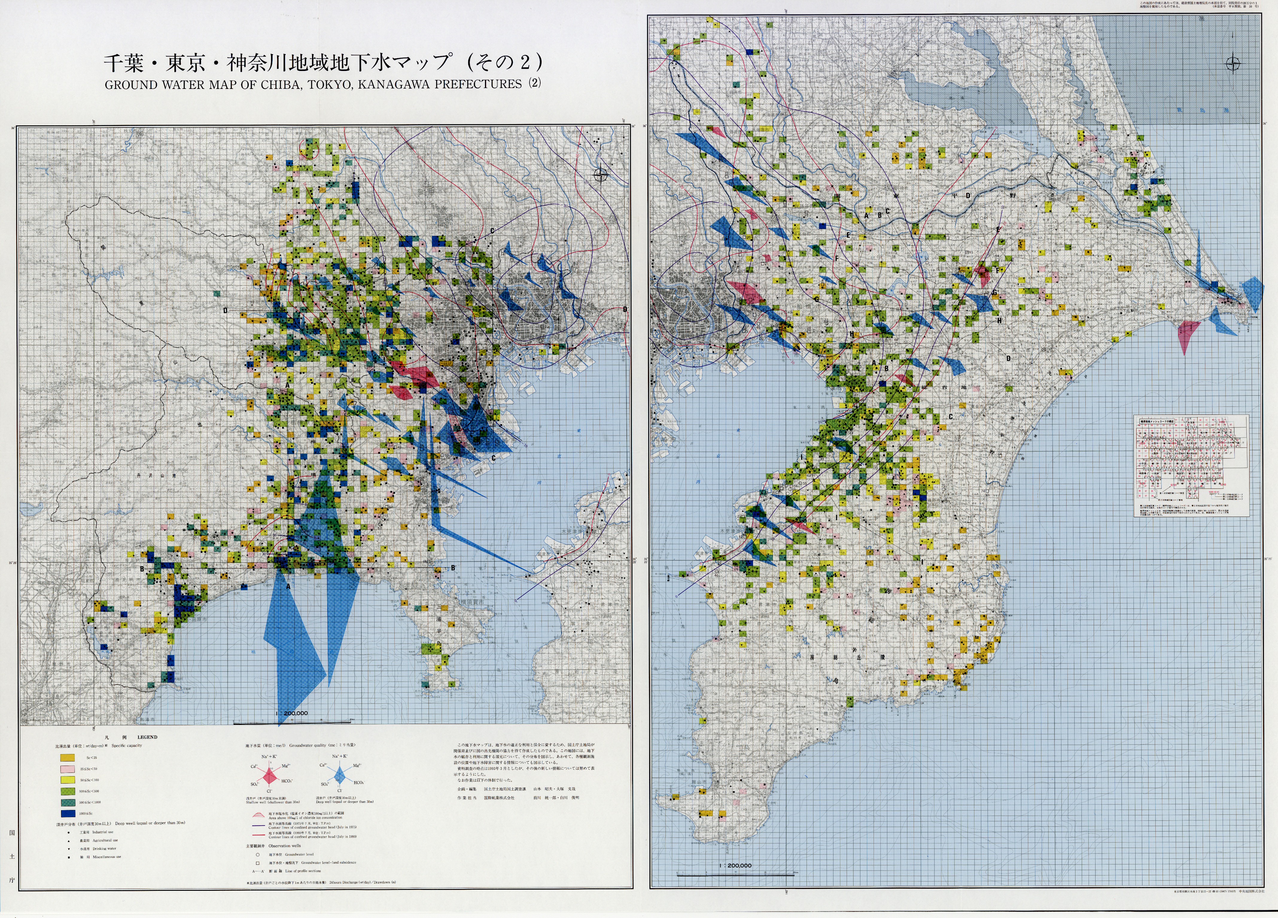 ぽっきりSALE対象 地下水マップ 埼玉・群馬地域 縮尺1:150,000 1994年